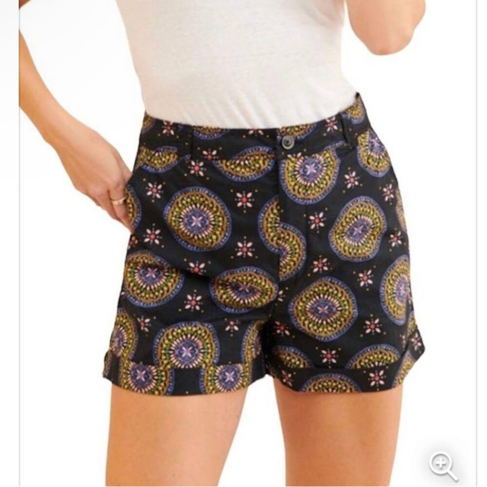 Anthropologie Maeve abstract city shorts in multicolor medallion print